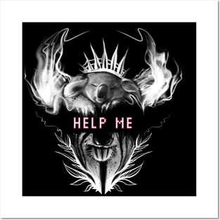 HELP ME !  Koala, Nature, Australia, Nature,  Animal, Wildlife,T-Shirts, Blackandwhite, Posters and Art